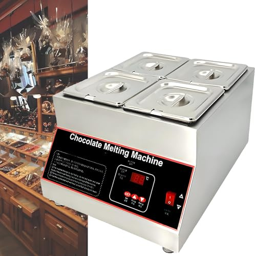 WDDBFL Fondere Il Cioccolato Commerciale in Acciaio Inox, 1/2/4 Serbatoi, capacità 12 L, Scaldavivande Commerciale, 500 W, per Cioccolato, Latte, caffè, Formaggio e Zuppa 4tank
