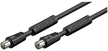 Goobay 50743 Antennenkabel 3,5m / Koax Stecker auf Koax Buchse / SAT Kabel 80 dB Koaxialkabel Satellitenkabel / 2fach geschirmt / TV Kabel mit Ferrit / Schwarz / Fernsehkabel 3,5m