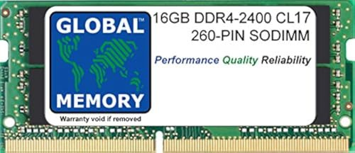 16GB DDR4 2400MHz PC4-19200 260-PIN SODIMM MINNE RAM FÖR BÄRBARA DATORER/ANTECKNINGSBÖCKER