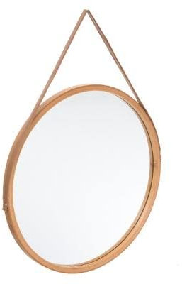 AC-Déco Miroir Rond avec Anse RT Cadre en Bambou - Beige - D 38 Cm - Cirila