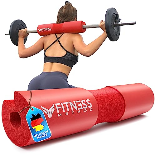 FITNESS METHOD® 2024 Upgraded Langhantel Polster für Hip Thrust & Kniebeugen Barbell Pad +BOOTY Guide+ Klettverschluss, Nackenpolster