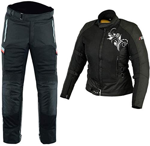 BOSmoto DAMEN MOTORRADKOMBI JACKE + HOSE + HANDSCHUHEN - BIKE MOTORRAD ROCKER TOURING in verschiedenen farben