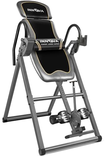 Innova Health and Fitness Inversion Table with Adjustable Headrest, Reversible Ankle Holders, and 300 lb Weight Capacity - Premium