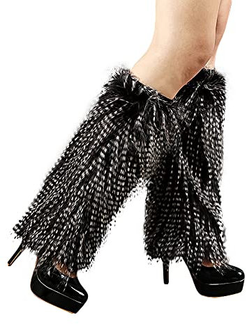LONTG Beinwärmer Damen Mädchen Stiefelstulpen Kunstfell Beinstulpen Weiche Warme Beinlinge Plüsch Stiefelüberzüge Winter Kältschutz Stulpen Legwarmers Halloween Weihnachten Mottoparty Kostümzubehör