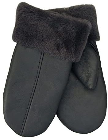 SamWo, Handschuhe/Fäustlinge für Damen, 100% Lammfell, Größe: M, dunkelgrau