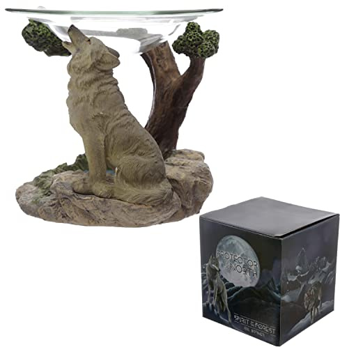 Puckator Protector of the North Spirit of the Forest Wolf Oil Burner with Glass Dish - Living Room Accessories - Wax Liquidizer - Burners For Essential Oils - Wax Burners Melt Holder Room Fragrance