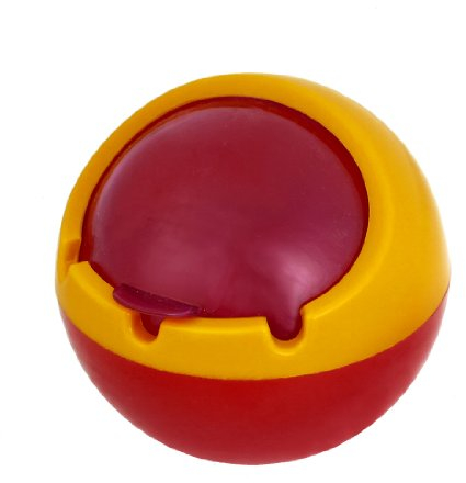 Ruilogod Groove Design Ball Form Kunststoff Zigarette Aschenbecher Gelb Rot