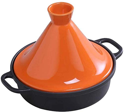 Casseroles avec couvercles Marmite à tajine en Fonte 20 cm, marmite à tajine avec Base en Fonte émaillée et Couvercle en Forme de cône