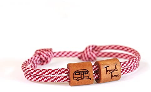 myGreta Camping Surfer Holzarmband Wohnwagen, Caravan, Segeltau, Armband mit Gravur