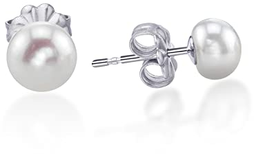 Limerencia Hypoallergen Reinem Ttitan Handverlesenen weißen Süßwasser Kultiviert Perle Ohrstecker G23 Implantat Grad Piercing (6-6.5 mm)