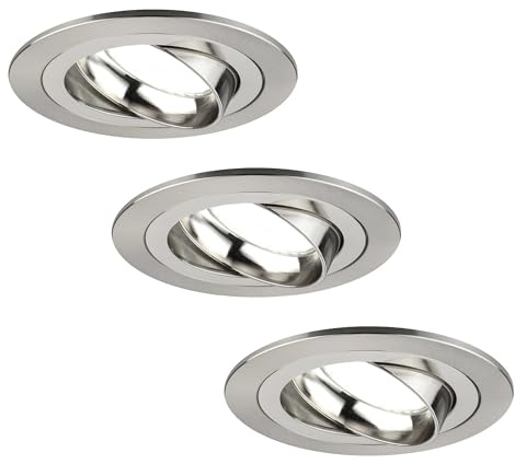 Ledvion - 3X LED Einbaustrahler Tokyo, Edelstahl, Dimmbar, 3W, 6500K, Ø92 mm, Rund, 2 Jahre Garantie