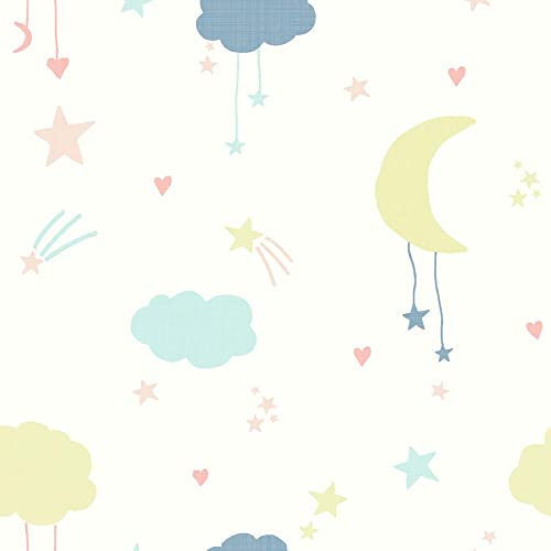 Next MOON & STARS PASTEL Vliestapete 10mx52cm | | Einfach anzubringen und zu Entfernen 1005 x 52