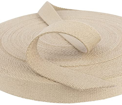 Bomullsväskband – 25 mm bred premium ryggsäck bagagerem, bomullstyg, vävrem, kraftiga remmar, väsktillverkningstillbehör, klädselrem från Discount Fabrics LTD (stenfärgad, 25 m)