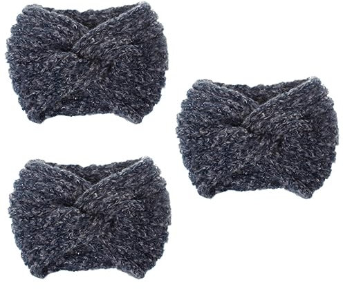 FRCOLOR 3pcs Turbans for Women Fashion Headwrap Knitted Woolen Yarn Warm and Comfortable Hair Band for Adult Women