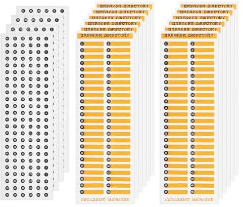VGOL 12 Etiketten für elektrische Schalttafeln und 4 runde Nummernaufkleber selbstklebende Verzeichnisschilder für Leistungsschalter,Etiketten für Schalttafeln Sicherungskasten Aufkleber