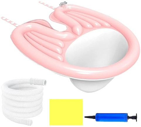 Lavabo Gonflable Portable pour Cheveux - Pour Laver les Cheveux au Lit, à la Maison avec Pompe à Air et Drainage (Rose)