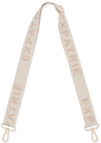 Expatrié Taschengurt zum Wechseln - Jeanne Logo Beige - Verstellbarer Schultergurt für Taschen Umhängetasche Bauchtasche - Flexibler Handtaschen Gurt mit Karabiner