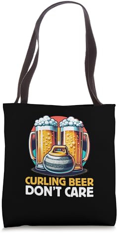 Funny Curling Beer Don't Care Beer Drinking Curler Tote Bag