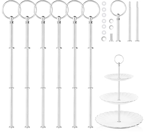 Vicloon 6 pezzi Accessori Cake Stand, Supporto per Vassoi Torte a Livelli, Cake Stand Fittings, Argento Supporto per Torta Alzata, Accessori Vassoio di Frutta (Piastre Non Sono Incluse)