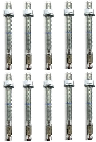 Profi Schwerlastdübel M10x185-10 Stück | verzinkt - ETA Zulassung | Option 1 für gerissenen, ungerissenen Beton | Beton-Anker für hohe Lasten | Bolzenanker Betonanker Ankerbolzen Schwerlastduebel