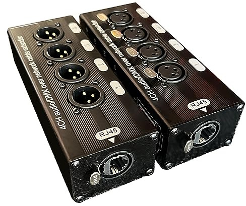Malloy 2PCS 4-Channel 3-Pin XLR Audio and over Network Cable Extender DMX512 Network Signal Extender Black