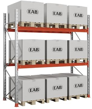 Kaiser + Kraft Palettenregal Space | Verzinkt/orange, HxBxT 3000 x 2930 x 1100 mm, Fachlast 1650 kg, Grundregal