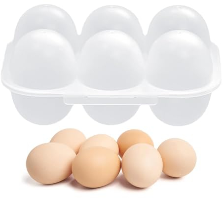 Caja de almacenamiento para huevos, caja de almacenamiento, 6 recipientes para almacenamiento de huevos, cesta para huevos, para frigorífico, camping, picnic, senderismo, viajes, exterior, carrito de
