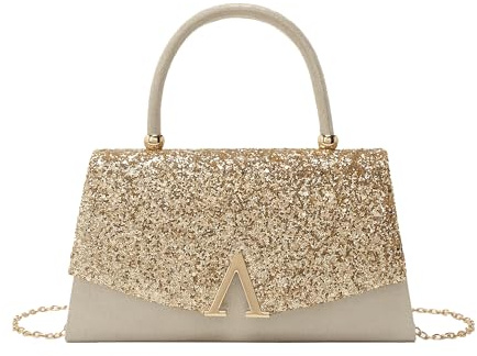 OUAYEMEL Sparkly Evening Handbag Glitter Clutch Bag for Women Bridal Wedding Purse for Prom Cocktail Party Clutches With Detachable Chain