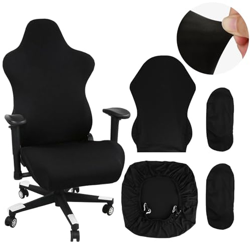 JIANGZHIB 4 Stück Gaming Stuhl Bezug, Gaming Stuhlhussen mit Armlehnen | Dehnbare Abnehmbar Waschbar Stuhlüberzug, Gamingstuhl Bezüge für Computerstuhl, Gamning-Stuhl, Drehstuhl, Sessel