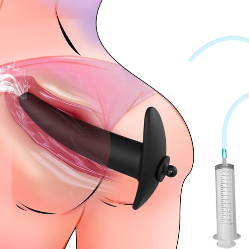 ZWYUAN Analplug mit Analdusche für Analverkehr Butt Plug mit Stecker Anfänger Analspielzeug Anus Expansion Silikon Anal Dildo Dilatator Vaginal Anal Spülung Enema SM Sexspielzeug für Männer Frauen(L)