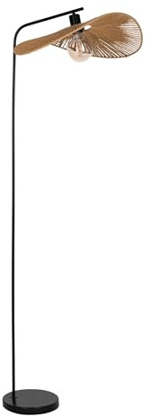 EGLO Siruela Golvlampa, boho-golvlampa i metall och FSC-certifierat papper, svart och brun, japansk vardagsrumslampa, E27-sockel, höjd 160 cm