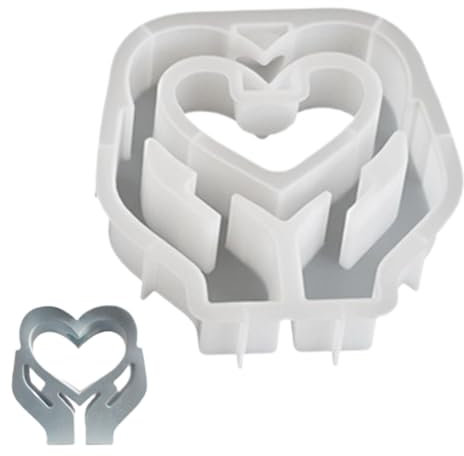 Stampo in resina per vaso a di cuore, stampi in silicone, 14 x 13 x 3 cm, riutilizzabile, stampo per cemento e gesso, per piante idroponiche, decorazione per casa e giardino