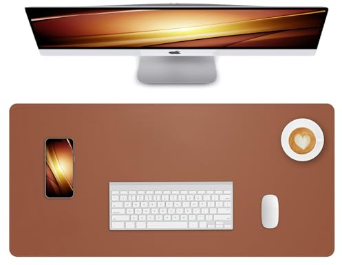 Lllunimon Cuero Almohadilla de Mesa para el ratón Desk Pad Large Mouse Pad Mat Antideslizante Tabla Computadora Portátil Bloque de escritura Oficinas y Familias (Marrón, 120x43cm)