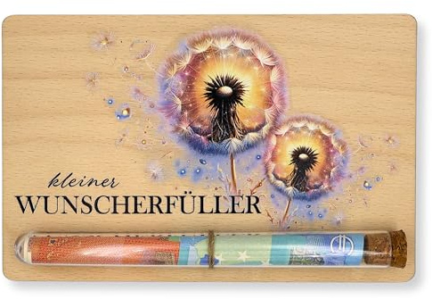 ZUKLA Wunscherfüller Geldgeschenk - 17 x 11 cm - mit Reagenzglas - Geldgeschenk Verpackung aus Holz - zum Geburtstag - Geschenkgutschein