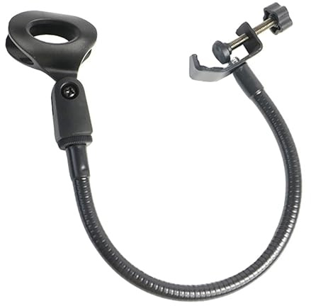 Drehbarer Mikrofonhalter mit C-clip, Flexibler Schwanenhals, Metall | Gesang und Online Meeting, 360 Grad Verstellbar, Abnehmbares Design, Universell Einsetzbar