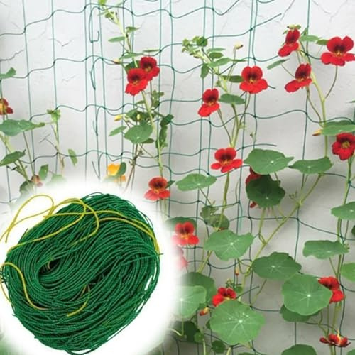 Red Trepadora para Plantas 1,8m x 3,6m – Malla de Enrejado de Nylon para Jardín con 100 Bridas, Soporte para Tomates, Pepinos, Guisantes, Verduras y Plantas Trepadoras
