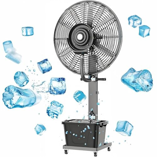 Ventilatore Nebulizzatore Professionale Esterno, Ventilatore Con Nebulizzatore E Lonizzatore, 3 Velocità, Telecomando, Oscillazione A 90° Per Fabbriche, Ristoranti, Feste In Giardino(65cm/26in)