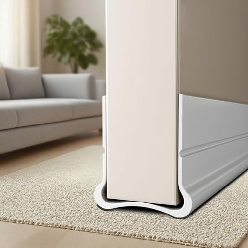 PFSLiang 93cm Weiß Zugluftstopper für Türen, Windstopper Tür Dichtung, Selbstklebend Silikon Türschutz Für Türen, Für Türen mit Einer Dicke von 3.5-5.5 cm und einem unteren Spalt von 0.3-2.6 cm.