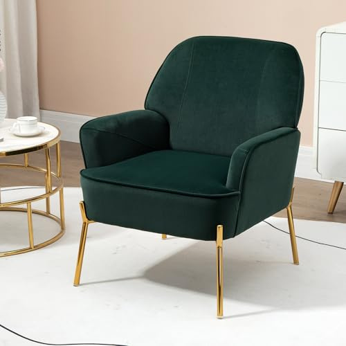Fiximaster Fauteuil de Salon en Velours avec accoudoirs, Fauteuil rembourré Confortable pour Chambre et Salon