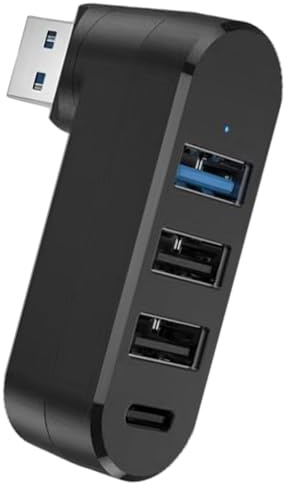 Divisor de Puerto USB – Hub USB 3.0 Giratorio de 4 Puertos | expansor multiUSB, estación adaptadora de transferencia rápida, expansión portátil ligera para laptop, escritorio, coche, hog