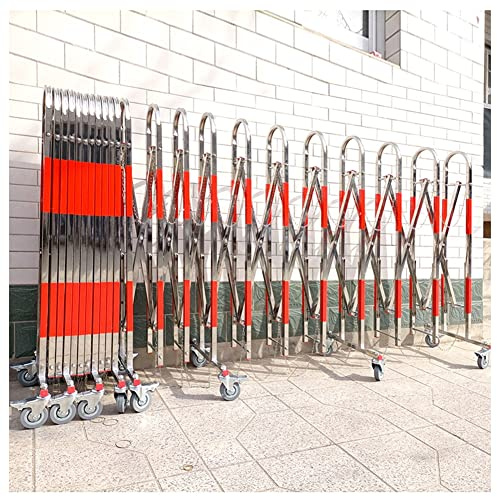 Recinzione pieghevole mobile - Barriera retrattile in acciaio inossidabile - Cancello scorrevole portatile per uso esterno - Ideale per garage, scuole centri commerciali (colore: rosso-argento
