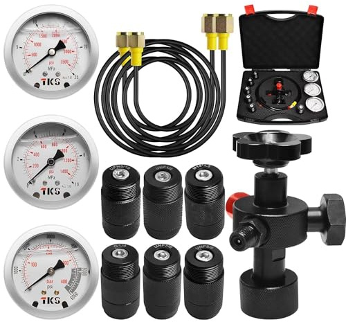WUGMCNFBC Accumulatore di azoto Idraulico, Kit di Prova della Pressione di Carica del Gas, Set di Tubi Flessibili per valvola di riempimento del Gas per Utensili gonfiabili, Strumento Essenziale