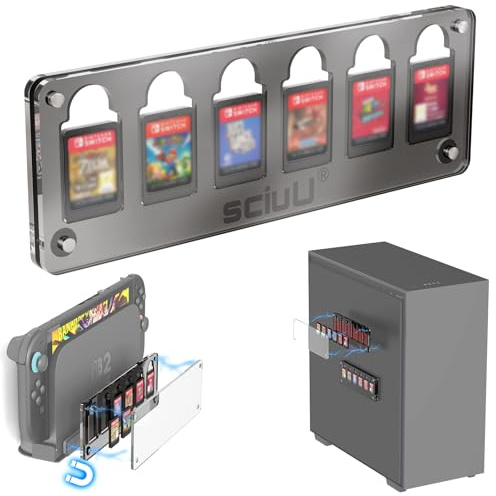 sciuU Magnetisk Spelkortsförvaring kompatibelt med Nintendo Switch & Switch 2 - Akryldisplay Box med 6 Kortplatser - Genomskinlig Dammtät Hållare för Switch OLED/Lite Spelkort