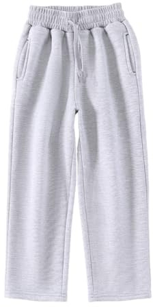Mjjsk Pantaloni da ragazzo in felpa, pantaloni da jogging casual, a zampa larga, a gamba dritta e larga, per la scuola, unisex, per bambini, sport, classici, eleganti, con tasche, 13-14 Anni