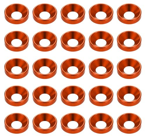 QUARKZMAN 40pcs Rondelle Fraisée M6 Alliage D'Aluminium Anodisé Orange