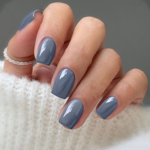 JMEOWIO Nagelfolie UV Härtend Grau Blau UV Gel Nail Strips Nagelsticker Nagelaufkleber Nail Art Dekoration Nageldesign Zubehör