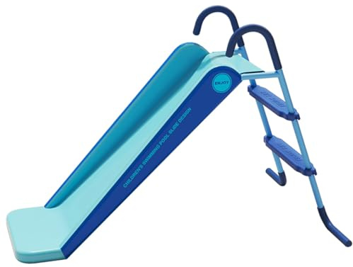 Pool Slide Foldable Pool Water Slide, Summer Swimming Pool Supplies Universal Trampoline Ladder Backyard Slide Home Playground Equipment (Blue)
