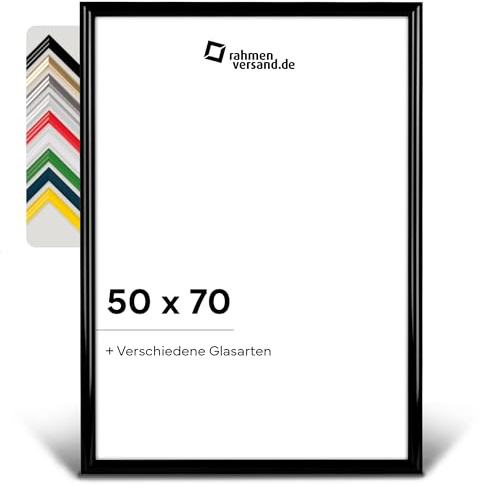 PANORAHMA BILDERRAHMEN Kunststoff Bilderrahmen 50 x 70 cm, Schwarz/Bilder Rahmen zum Aufhängen/Kunststoff Rahmen mit Echtglas