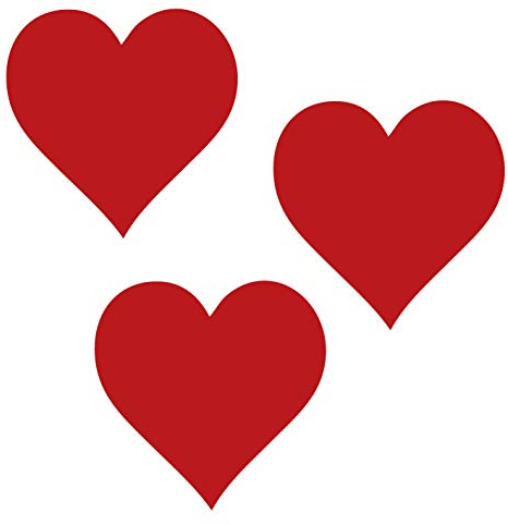 kleb-Drauf / 3 Herzen/Rot - glänzend/Wandtattoo Wandaufkleber Wandsticker Aufkleber Sticker/Wohnzimmer Schlafzimmer Kinderzimmer Küche Bad/Deko Wände Glas Fenster Tür Fliese