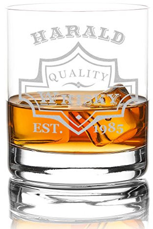 polar-effekt Whiskyglas Personalisiert 320 ml Trink-Glas für Whiskey, Rum und Scotch - Geschenk-Idee für Männer - Motiv-Gravur Emblem Quality